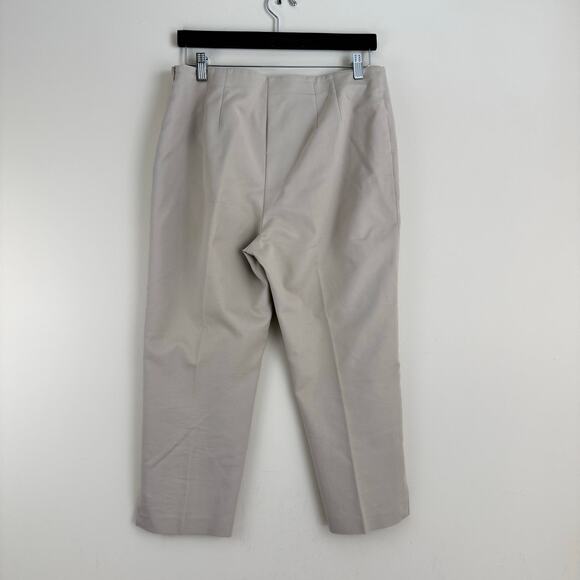 Chico's Sz 1 Pants Womens US 8 Tan Side Zip Trousers Ankle Length Crop Split Hem - Picture 2 of 10